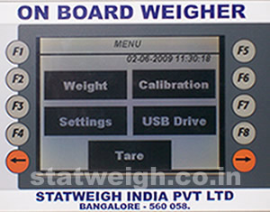 On-board weighing sytem main menu