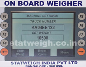 On-board weighing sytem menu set target